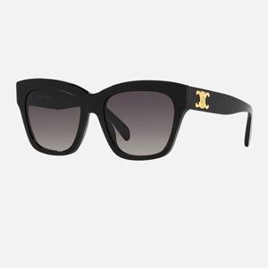 Celine Sunglasses | Triomphe Black and Gold 55mm Oversized Sunglasses